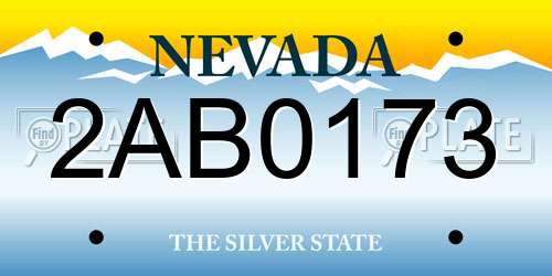2AB0173 Nevada License Plate