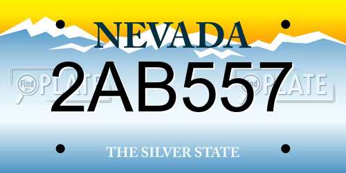 2AB557 Nevada License Plate