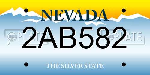 2AB582 Nevada License Plate