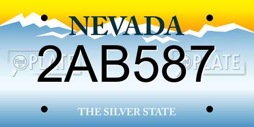 2AB587 Nevada License Plate