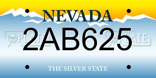 2AB625 Nevada License Plate