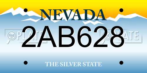 2AB628 Nevada License Plate