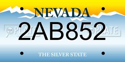 2AB852 Nevada License Plate