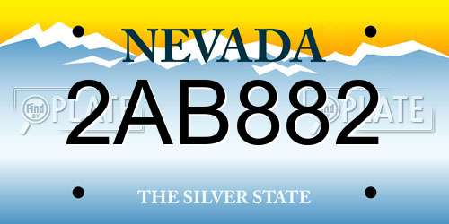 2AB882 Nevada License Plate