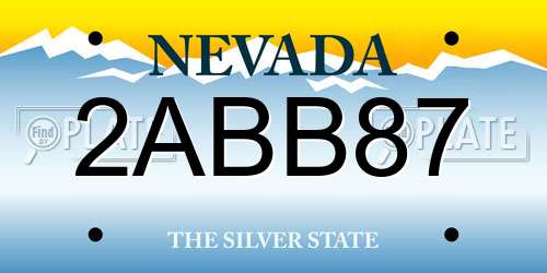 2ABB87 Nevada License Plate