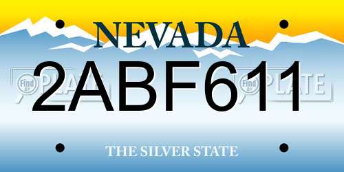 2ABF611 Nevada License Plate