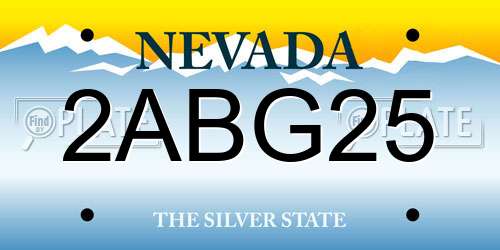 2ABG25 Nevada License Plate