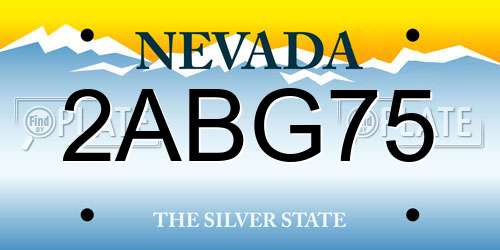 2ABG75 Nevada License Plate