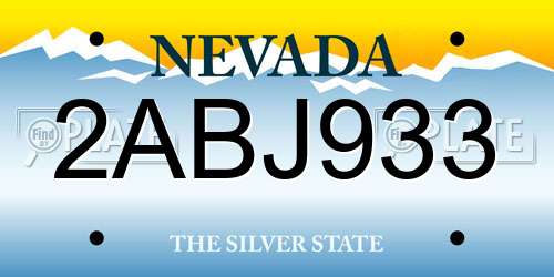 2ABJ933 Nevada License Plate