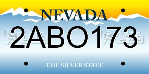 2ABO173 Nevada License Plate