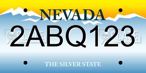 2ABQ123 Nevada License Plate