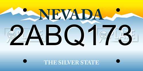 2ABQ173 Nevada License Plate