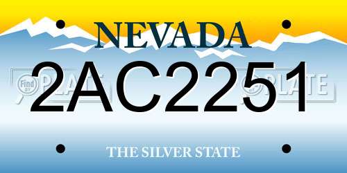 2AC2251 Nevada License Plate
