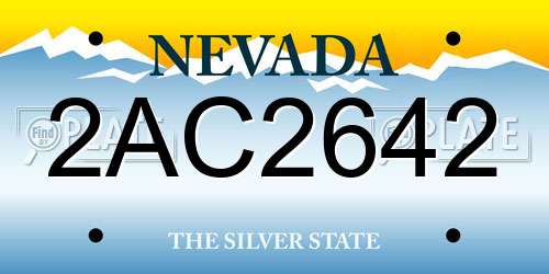 2AC2642 Nevada License Plate