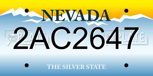 2AC2647 Nevada License Plate