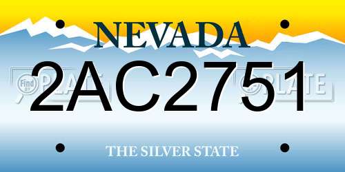 2AC2751 Nevada License Plate