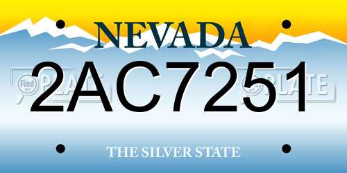 2AC7251 Nevada License Plate