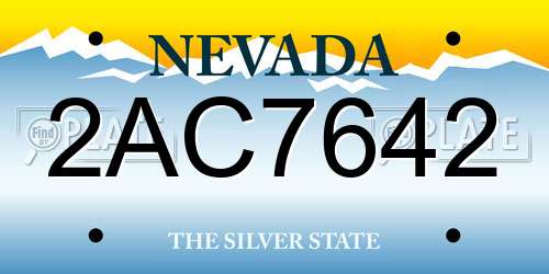 2AC7642 Nevada License Plate