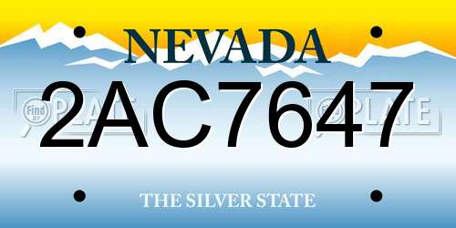 2AC7647 Nevada License Plate