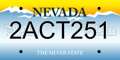 2ACT251 Nevada License Plate