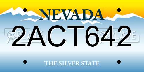 2ACT642 Nevada License Plate