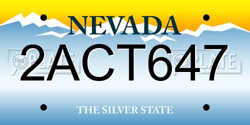 2ACT647 Nevada License Plate