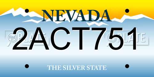 2ACT751 Nevada License Plate
