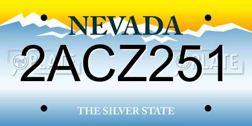 2ACZ251 Nevada License Plate