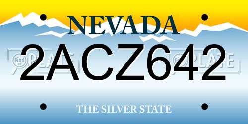 2ACZ642 Nevada License Plate