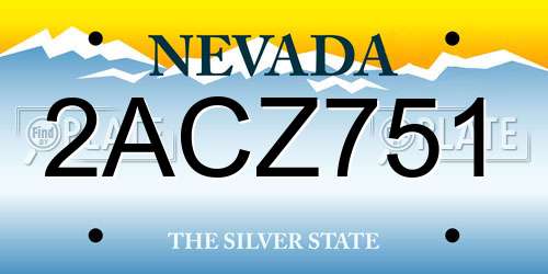 2ACZ751 Nevada License Plate