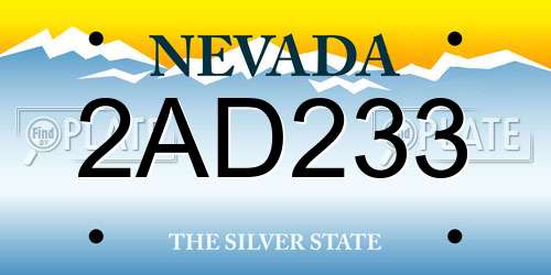 2AD233 Nevada License Plate