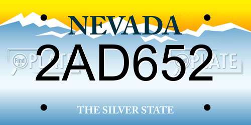 2AD652 Nevada License Plate