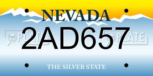 2AD657 Nevada License Plate