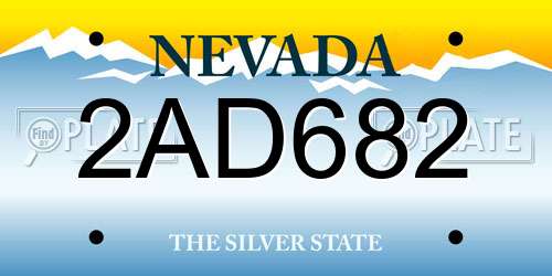 2AD682 Nevada License Plate