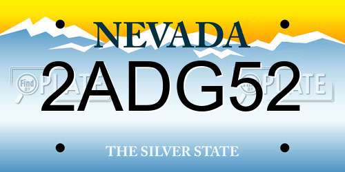 2ADG52 Nevada License Plate