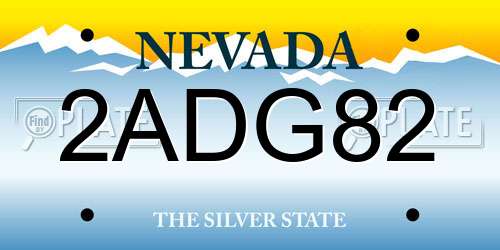 2ADG82 Nevada License Plate