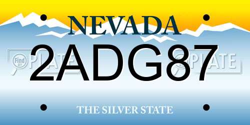 2ADG87 Nevada License Plate