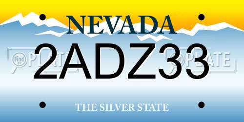 2ADZ33 Nevada License Plate