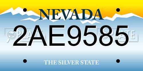 2AE9585 Nevada License Plate