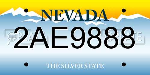 2AE9888 Nevada License Plate