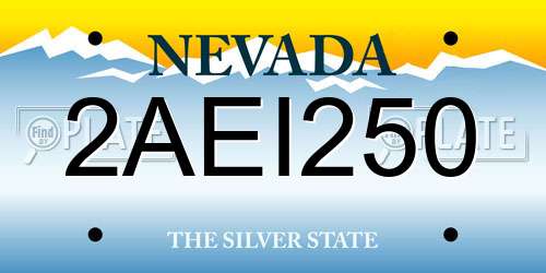 2AEI250 Nevada License Plate