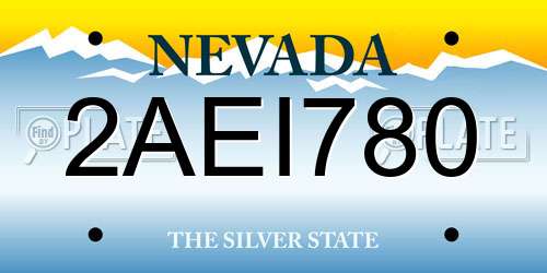 2AEI780 Nevada License Plate