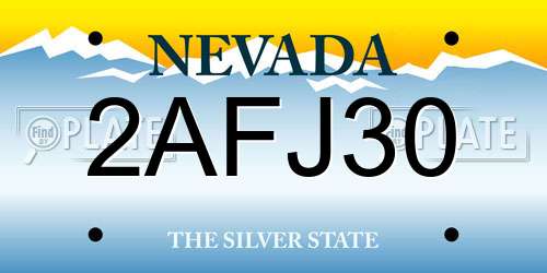 2AFJ30 Nevada License Plate