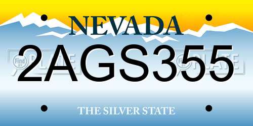 2AGS355 Nevada License Plate