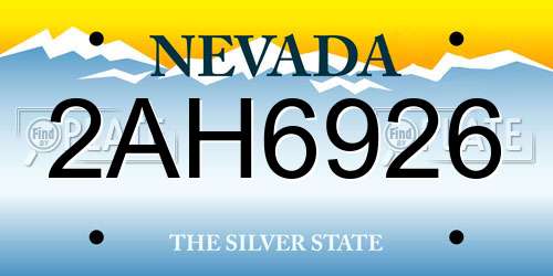 2AH6926 Nevada License Plate