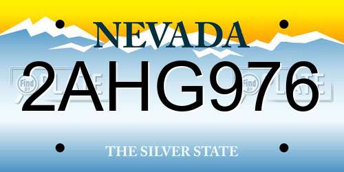 2AHG976 Nevada License Plate