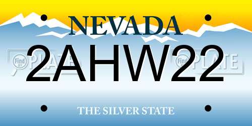 2AHW22 Nevada License Plate