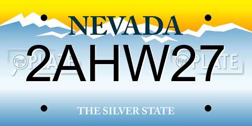 2AHW27 Nevada License Plate