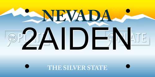2AIDEN Nevada License Plate