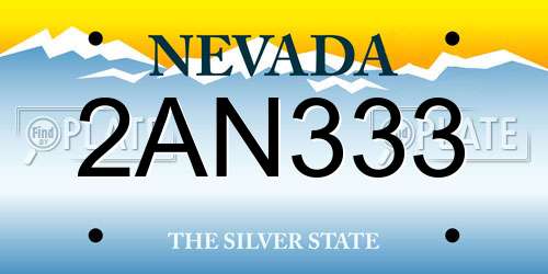 2AN333 Nevada License Plate